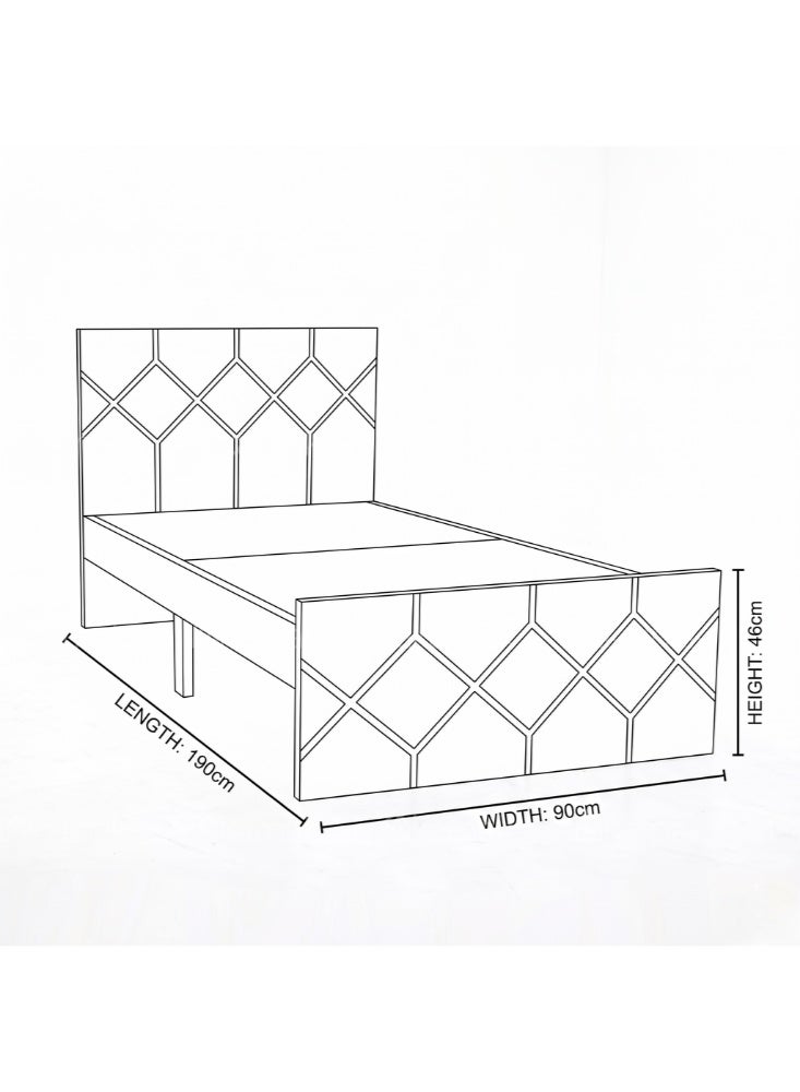 Karnak Ackley Wooden Single Bed Frame | Sturdy Modern Design Bedframe | Space Saving Bed Frame for Bedroom Furniture (White) - Image 2