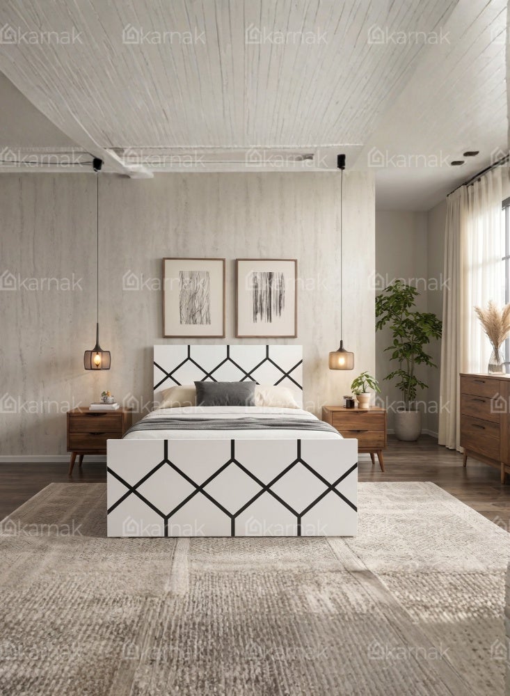 Karnak Ackley Wooden Single Bed Frame | Sturdy Modern Design Bedframe | Space Saving Bed Frame for Bedroom Furniture (White) - Image 3