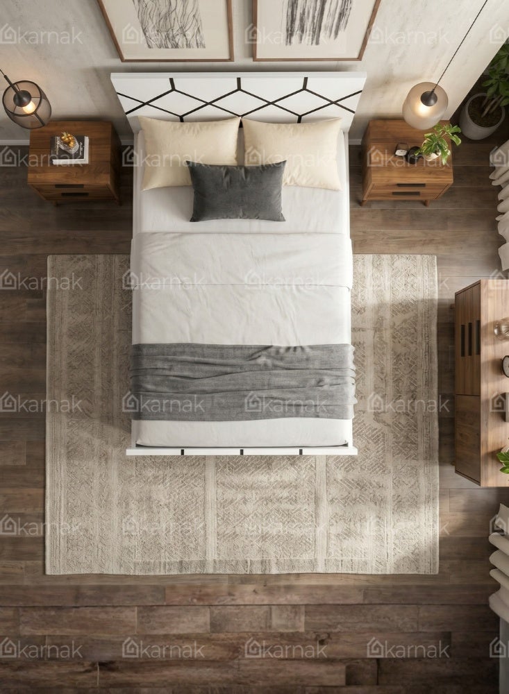 Karnak Ackley Wooden Single Bed Frame | Sturdy Modern Design Bedframe | Space Saving Bed Frame for Bedroom Furniture (White) - Image 4