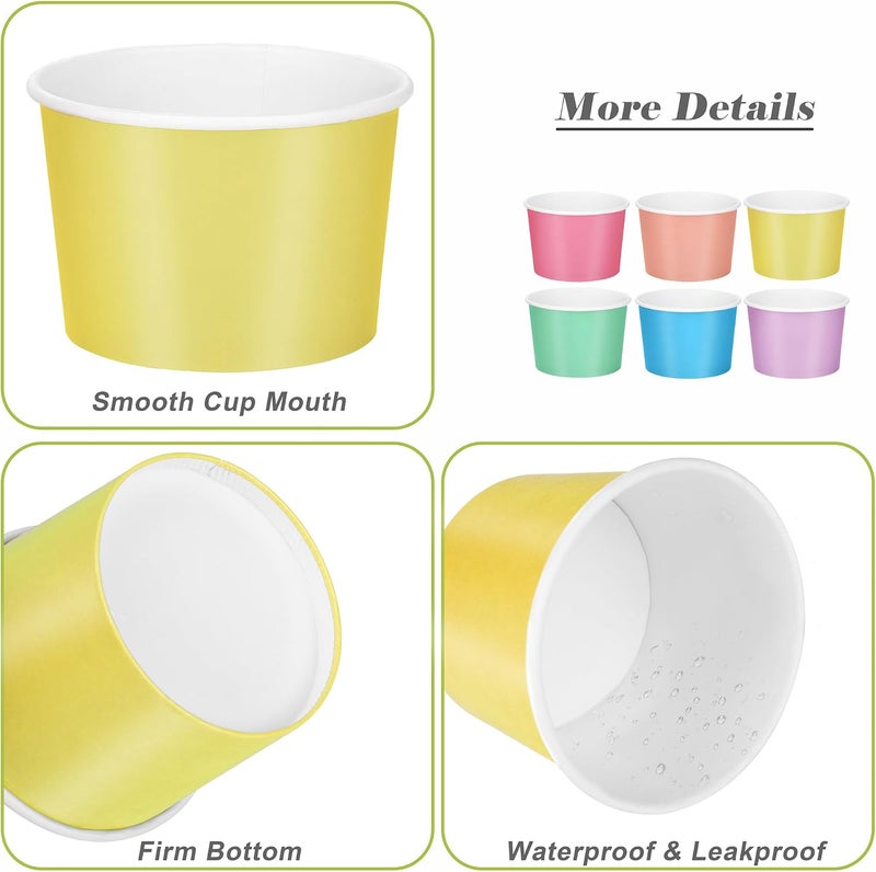 Aodaer 60 Pack Paper Ice Cream Cups 8 oz Paper Snack Ice Cream Bowls Disposable Dessert Bowls for Hot or Cold Food Party Supplies Treat Cups for Sundae, Frozen Yogurt, Soup, 6 Colors - Image 3