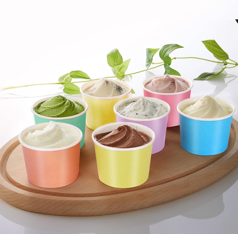 Aodaer 60 Pack Paper Ice Cream Cups 8 oz Paper Snack Ice Cream Bowls Disposable Dessert Bowls for Hot or Cold Food Party Supplies Treat Cups for Sundae, Frozen Yogurt, Soup, 6 Colors - Image 5
