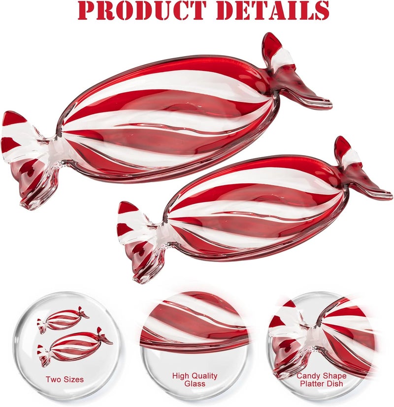 SHOWLOUE Christmas Platter Dish Glass Candy Platter Serving Dessert Plates Christmas Dinnerware Tray Decorative Plates for Xmas Holiday Party Favor Small - Image 3