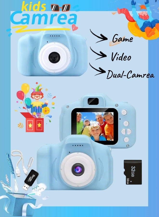 Upgrade Kids Selfie Camera Gifts for Age 3-8 Kids Digital Cameras with HD Video Portable Kids Camera Toddler Toy for 3 4 5 6 7 8 Year Old Boy with 32GB SD Card and card reader - Image 1