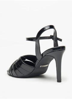 Celeste Womens Textured Sandals with Stiletto Heels and Buckle Closure  - Image 2