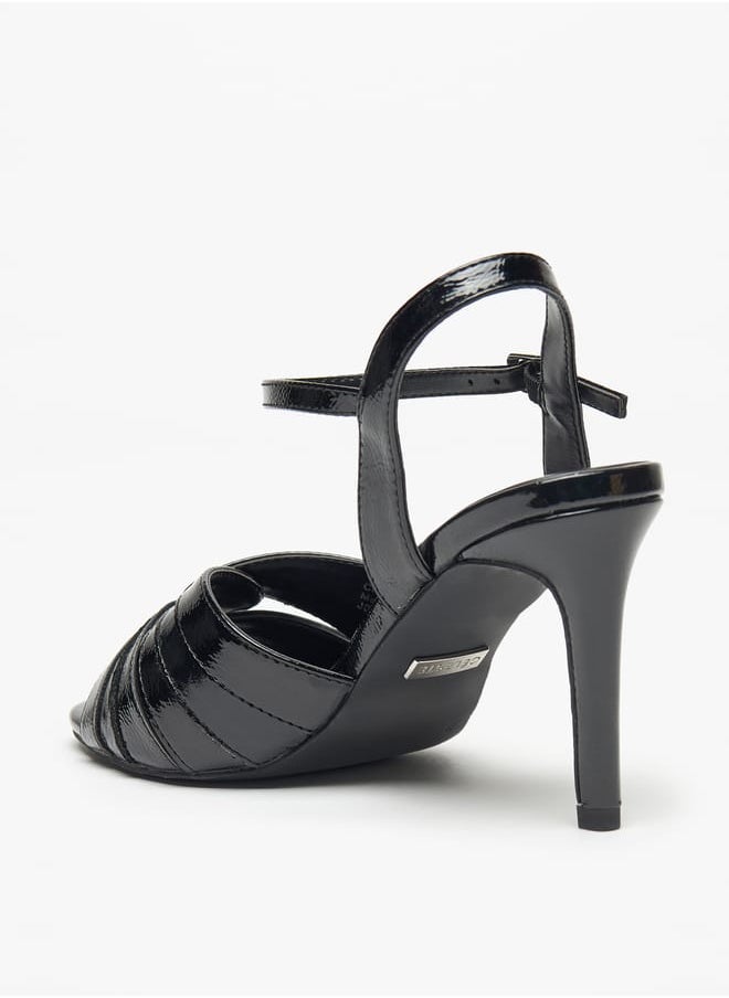 Celeste - Womens Textured Sandals with Stiletto Heels and Buckle Closure - Image 1
