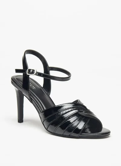 Celeste Womens Textured Sandals with Stiletto Heels and Buckle Closure