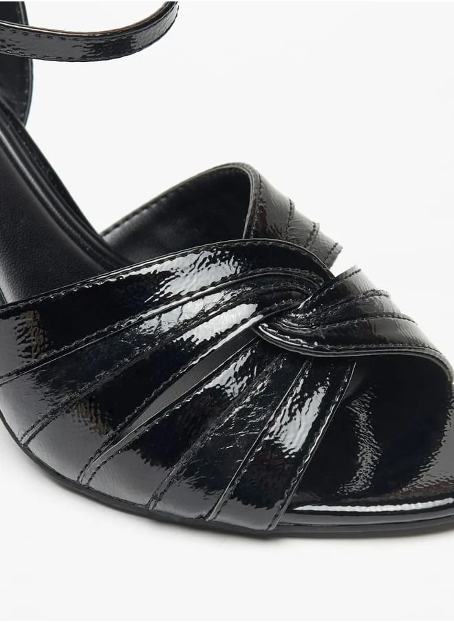سيليست Womens Textured Sandals with Stiletto Heels and Buckle Closure