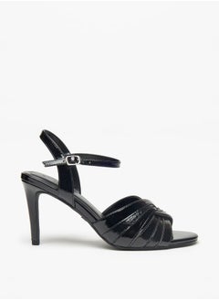 Celeste Womens Textured Sandals with Stiletto Heels and Buckle Closure  - Image 3