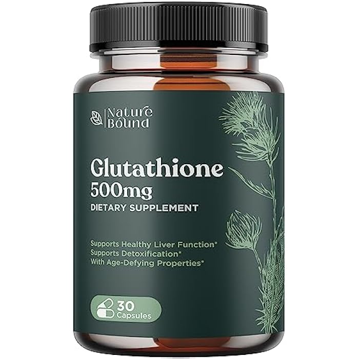 Nature Bound Pure Glutathione Supplement 500 mg GSH - Pure Skin Whitening Pills Natural Antioxidant with Milk Thistle Extract Silymarin Liver Health Alpha Lipoic Acid Amino - 30 Veg Capsules by Nature Bound - Image 1