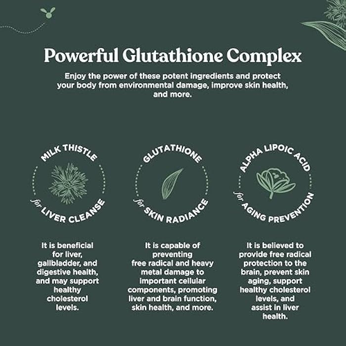 Nature Bound Pure Glutathione Supplement 500 mg GSH - Pure Skin Whitening Pills Natural Antioxidant with Milk Thistle Extract Silymarin Liver Health Alpha Lipoic Acid Amino - 30 Veg Capsules by Nature Bound - Image 5