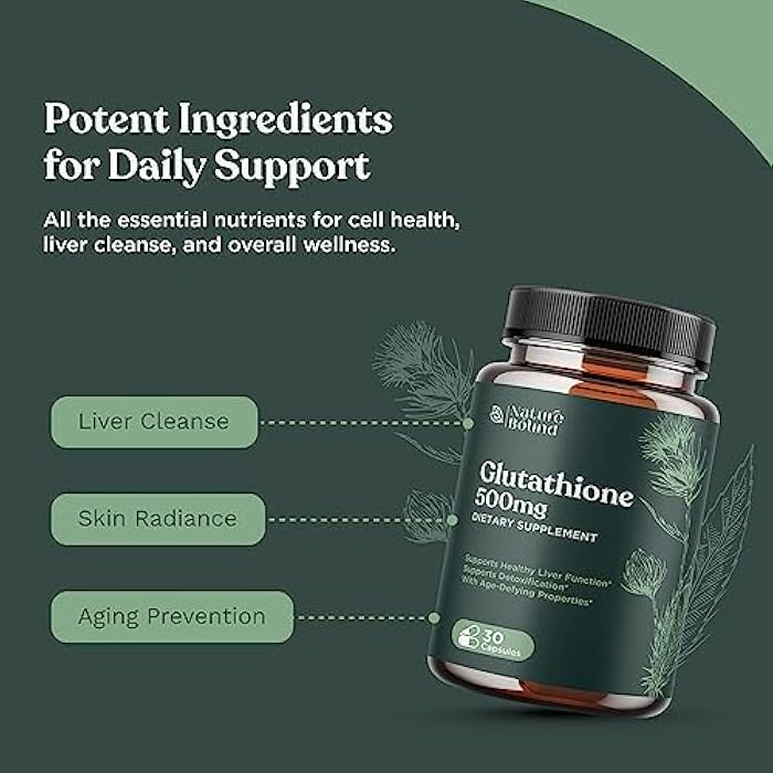 Nature Bound Pure Glutathione Supplement 500 mg GSH - Pure Skin Whitening Pills Natural Antioxidant with Milk Thistle Extract Silymarin Liver Health Alpha Lipoic Acid Amino - 30 Veg Capsules by Nature Bound - Image 4