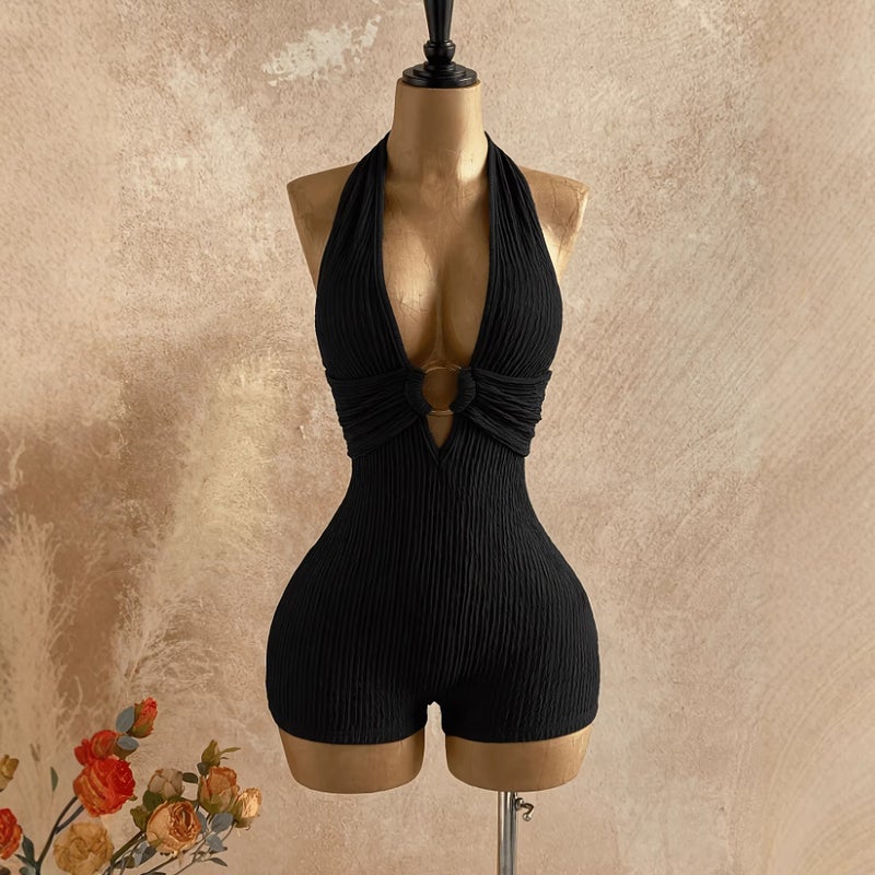 Women's Knit Halter Jumpsuit - Image 2