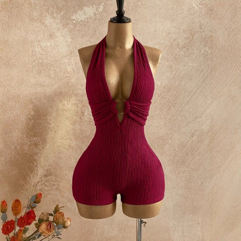 Women's Knit Halter Jumpsuit - Image 3