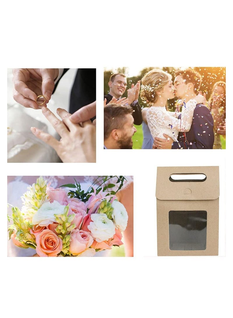 SYOSI 25 Pcs Natural Kraft Paper Bag Bags Strong Stand Up Gift with Handles With Display Window for Shopping Packaging Retail Party Craft Gifts Wedding Brown - Image 3