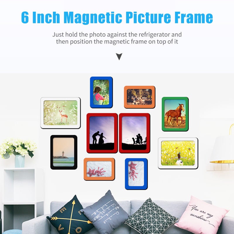 6 Inch Magnetic Picture Frame Self Adhesive DIY Collage Photo Frame for Refrigerator Glass Window Door Cubicle Tile Wall - Image 4