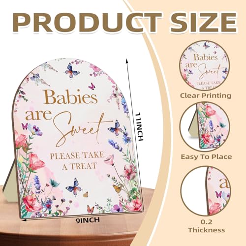 Hatzelou Sweet Babies Please Take A Treat Floral Butterfly Baby Shower Decoration Sign - Pink Welcome Sign 9 * 11IN - Image 2
