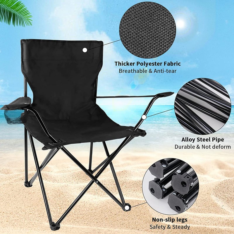 Glaceon Camping Chair Folding Chair Camping Chair for Adults with Armrests and Cup Holder Fishing Chairs with Carry Bag Lightweight Portable for Beach Perfect for BBQ Picnic Travel - Image 4