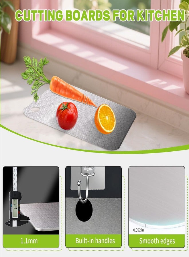 TOTITOM Stainless Steel Cutting Board 11.8" × 7.9", Small Metal Chopping Board for Kitchen, Food-Grade 304 Steel Cutting Boards for Meat, Vegetables, Fruits – Dishwasher Safe Tabla para Picar Acero Inoxidable - Image 3