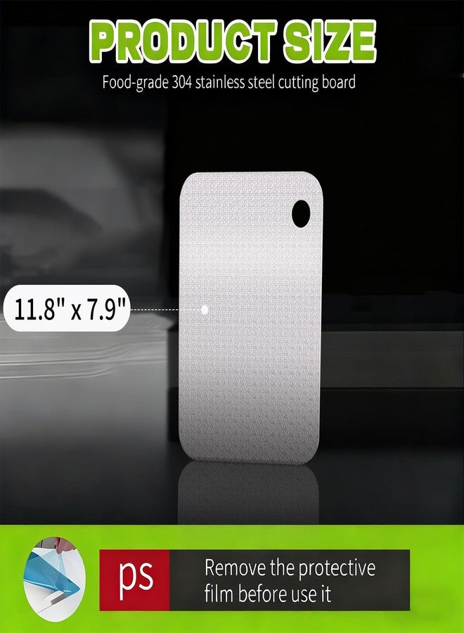 TOTITOM Stainless Steel Cutting Board 11.8" × 7.9", Small Metal Chopping Board for Kitchen, Food-Grade 304 Steel Cutting Boards for Meat, Vegetables, Fruits – Dishwasher Safe Tabla para Picar Acero Inoxidable - Image 2