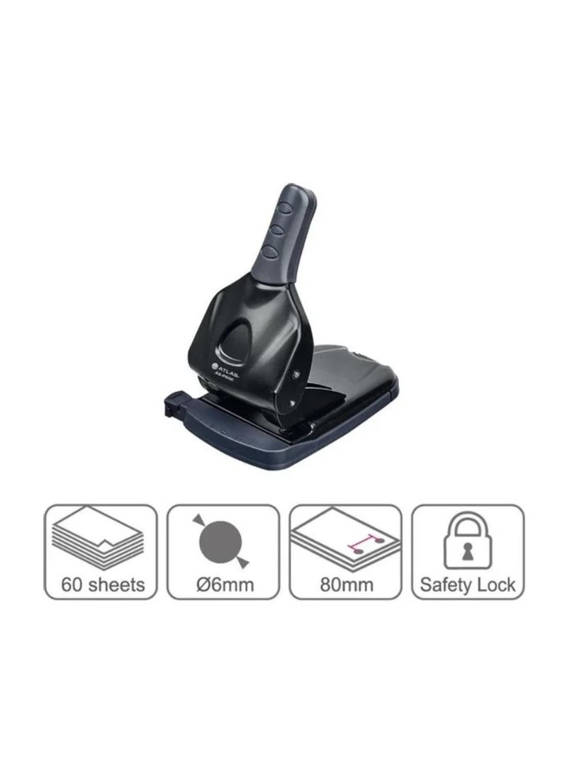 ATLAS 2-Hole Puncher Black Punching Capacity up to 60 sheets - Image 2
