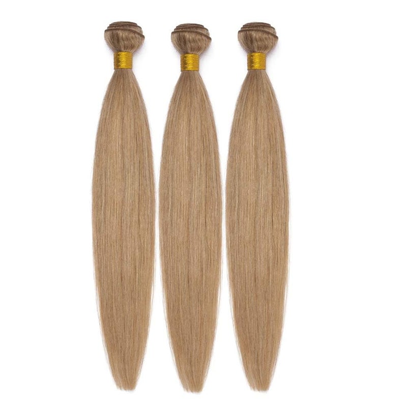 Hairro Peruvian Virgin Hair One Bundle 27 Dark Blonde Silky Straight Human Hair Weave 16 Inch Long Sew in Hair Single Weft Extensions 100gbundle for Black Women