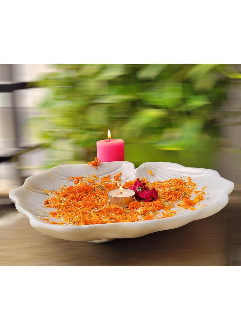 R&M - RM™ Marble Leaf Bowl Tray for Decor| Center Table Showpiece | Marble Dry Fruit Tray | Marble Fruit Bowl | Marble Center Table Decor Bowl | Marble Candle Holder Bowl - Image 1