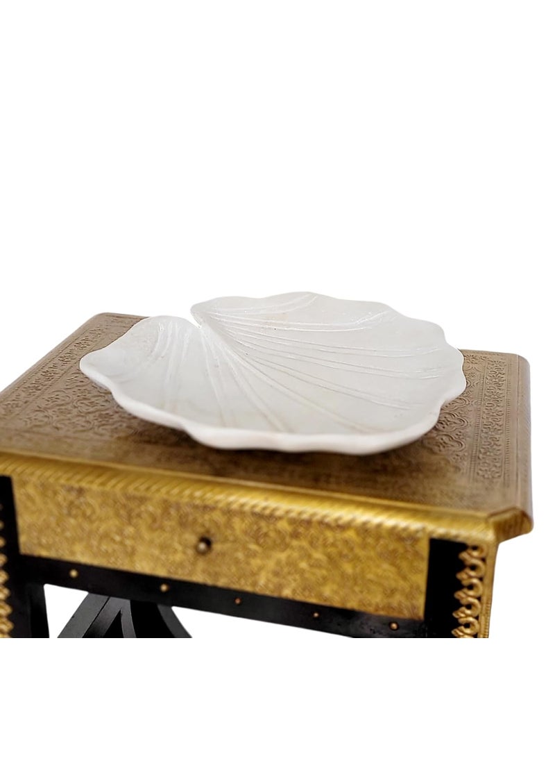 R&M - RM™ Marble Leaf Bowl Tray for Decor| Center Table Showpiece | Marble Dry Fruit Tray | Marble Fruit Bowl | Marble Center Table Decor Bowl | Marble Candle Holder Bowl - Image 1