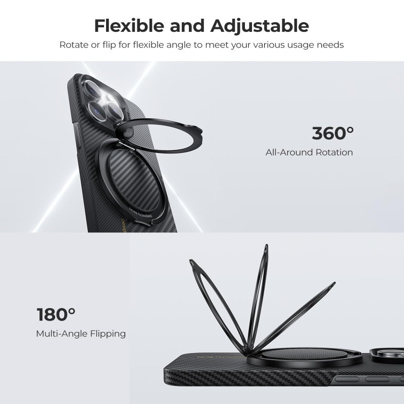BENKS Magnetic Phone Grip Ring Holder Stand for Magsafe, 360Â° Rotation Adjustable Cell Phone Stand for iPhone 17/16/15/14/13/12 Series, Smartphone Accessories, Black - Image 3