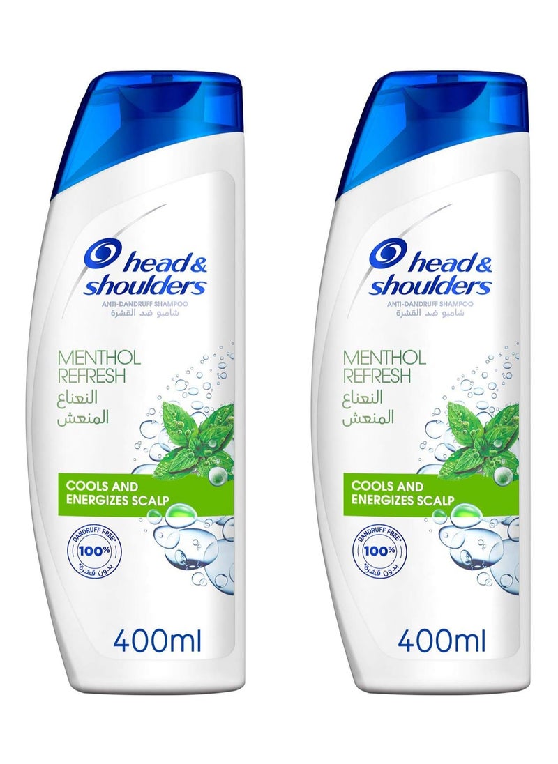 Head & Shoulders - Menthol Refresh Anti Dandruff Shampoo for Itchy Scalp 400 ml pack of 2 - Image 1