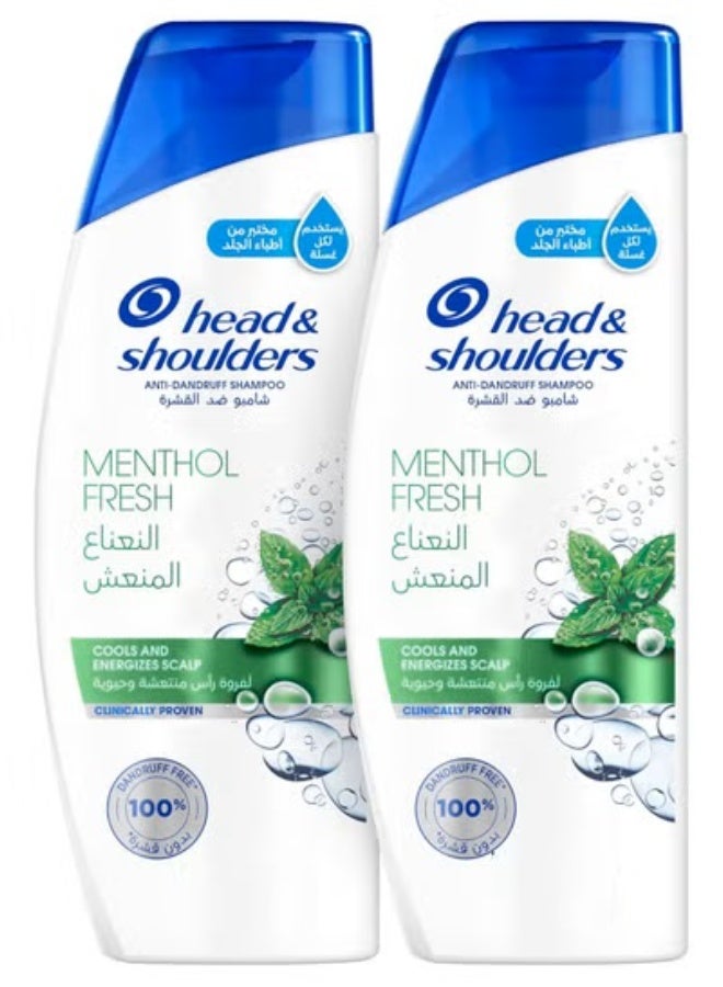 Head & Shoulders Menthol Refresh Anti-Dandruff Shampoo for Itchy Scalp 350 ml Pack of 2 - Image 2