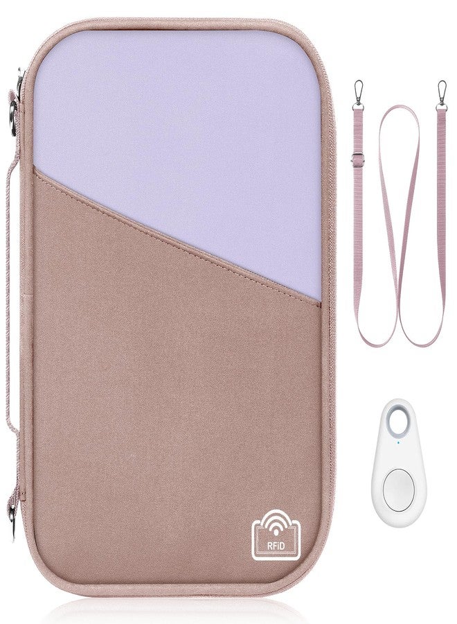 EcoVision Family Passport Holder for Travel with RFID Blocking, Traveling Essentials Organizer Pouch Bag, Light Passport Wallet for Travel Must Haves Accessories for Women Men, Muted Pink+Lilac, 7.1 - Image 1