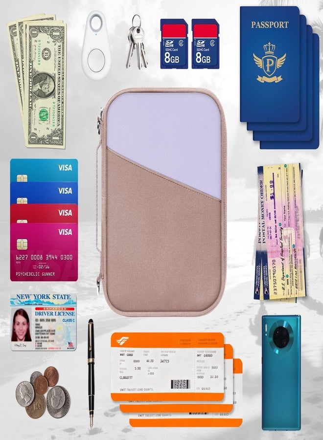 EcoVision Family Passport Holder for Travel with RFID Blocking, Traveling Essentials Organizer Pouch Bag, Light Passport Wallet for Travel Must Haves Accessories for Women Men, Muted Pink+Lilac, 7.1 - Image 4