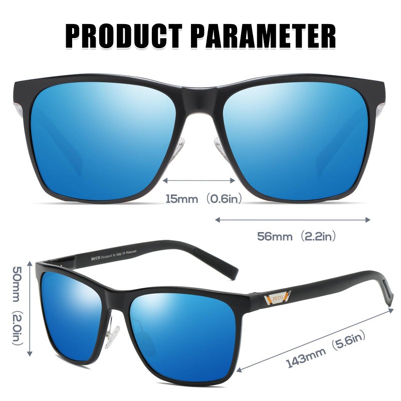 DUCO Mens Sunglasses Polarized UV Protection Retro Rectangular Frame Sun Glasses for Driving Fishing 100% UV Blocking Shades Blue 3029H - Image 5