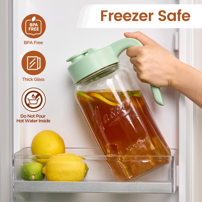 Spreccio Mason Jar Pitcher with Tea Filter, Airtight & Leakproof Glass Pitcher with Lid, 64 oz Sun Tea Glass Jar for Outside, Perfect for Sun Tea, Lemonade, and iced Tea - Image 5