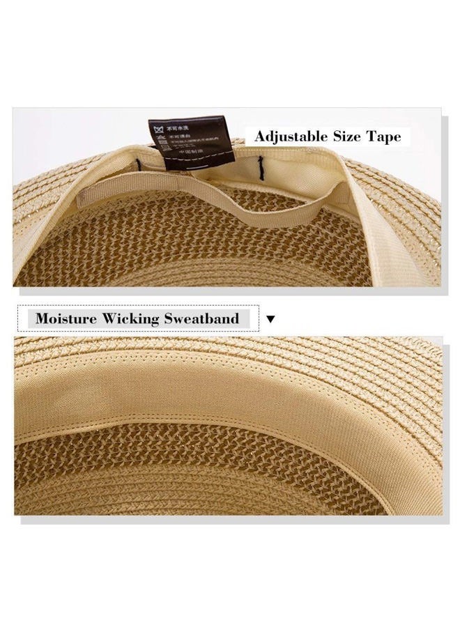 Comhats Oversize XL XXL Mens Summer Straw Fedoras Sun Hats Panama Derby Packable 57-64cm 22.4"-25.2" 7 1/8-8, 94587_blue, XXL - Image 5