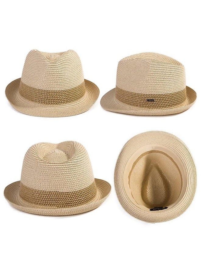 Comhats Oversize XL XXL Mens Summer Straw Fedoras Sun Hats Panama Derby Packable 57-64cm 22.4"-25.2" 7 1/8-8, 94587_blue, XXL - Image 2