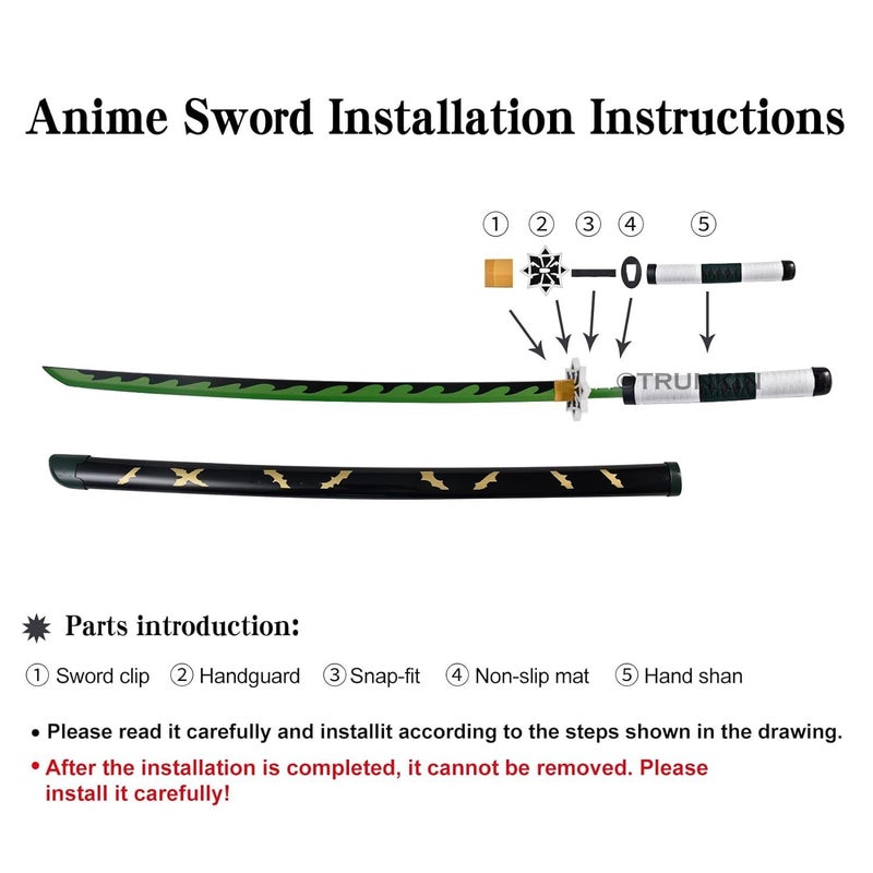 Trunkin 12 Years & More Katana For Cosplay Life Size Replica Wooden Toy Anime Accessory Toy Collectible | Wooden Sword (Sanemi Shinazugawa Cosplay) - Image 5