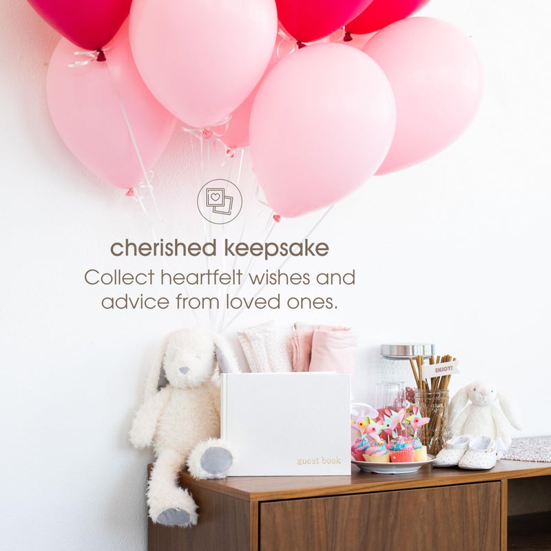 pearhead كتاب ضيوف حفلة استقبال المولود من بيرهيد، كتاب ضيوف كلاسيكي محايد للجنس لحفلات استقبال المولود، حفلات الزفاف، الحفلات، والفعاليات، قماش عاجي مع طباعة ذهبية، 100 صفحة فارغة في كتاب الضيوف - Image 5