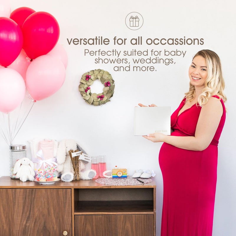 pearhead كتاب ضيوف حفلة استقبال المولود من بيرهيد، كتاب ضيوف كلاسيكي محايد للجنس لحفلات استقبال المولود، حفلات الزفاف، الحفلات، والفعاليات، قماش عاجي مع طباعة ذهبية، 100 صفحة فارغة في كتاب الضيوف - Image 3