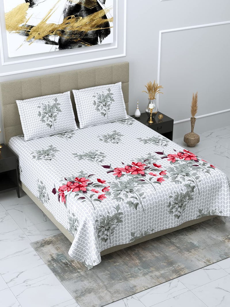 HOME365 220TC Cotton Bedsheet with 2 Pillow Covers for Bedroom King Size 275 X 255 cmRed DK158 - Image 3