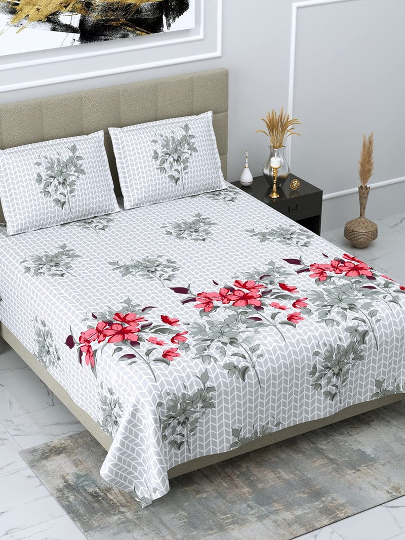 HOME365 220TC Cotton Bedsheet with 2 Pillow Covers for Bedroom King Size 275 X 255 cmRed DK158 - Image 2