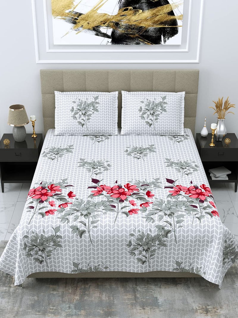 HOME365 220TC Cotton Bedsheet with 2 Pillow Covers for Bedroom King Size 275 X 255 cmRed DK158 - Image 4