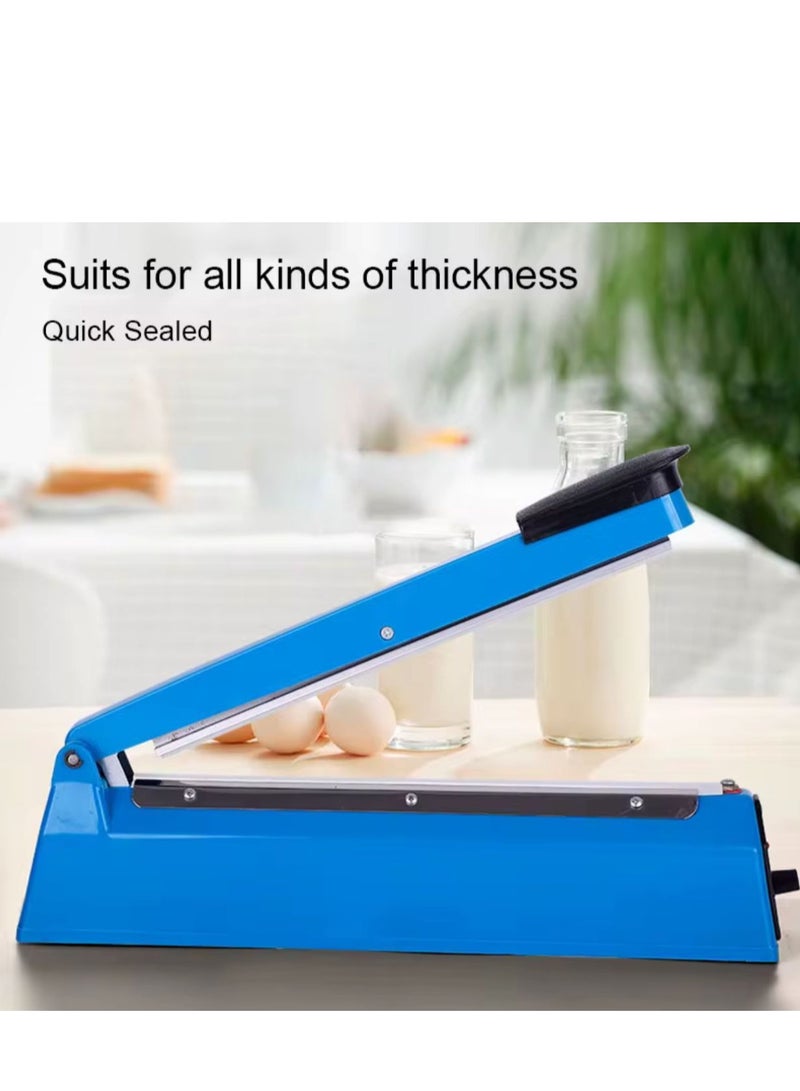 Impulse sealer, Electric Manual Hand Impulse Heat Sealer, Vacuum Sealer, Sealing Packaging Machine For Plastic Packet Pouch Bag Polybag Packing Kitchen Seal Package Poly 300W FS-200MM Blue/black.  - Image 3