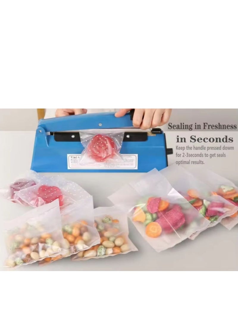 Impulse sealer, Electric Manual Hand Impulse Heat Sealer, Vacuum Sealer, Sealing Packaging Machine For Plastic Packet Pouch Bag Polybag Packing Kitchen Seal Package Poly 300W FS-200MM Blue/black.  - Image 4