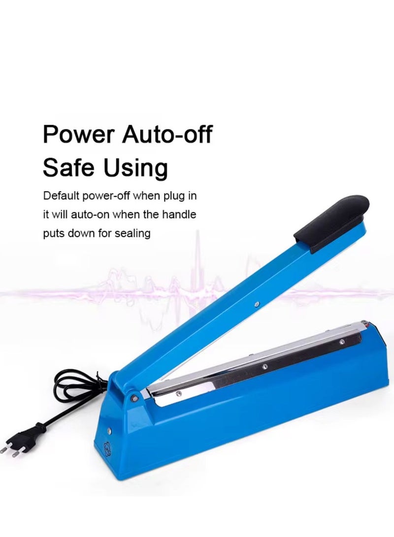 Impulse sealer, Electric Manual Hand Impulse Heat Sealer, Vacuum Sealer, Sealing Packaging Machine For Plastic Packet Pouch Bag Polybag Packing Kitchen Seal Package Poly 300W FS-200MM Blue/black.  - Image 2
