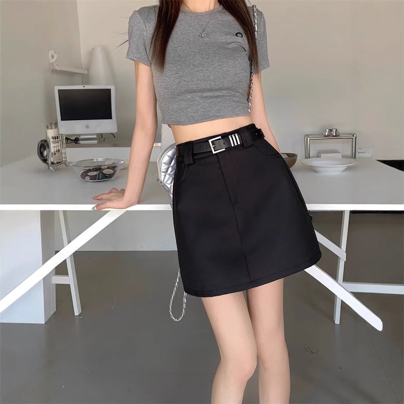 Black Skirt Women'S Summer High Waist Suit Skirt Hip Skirt Slimming A- Line Skirt Pants Skirt Summer - Image 1
