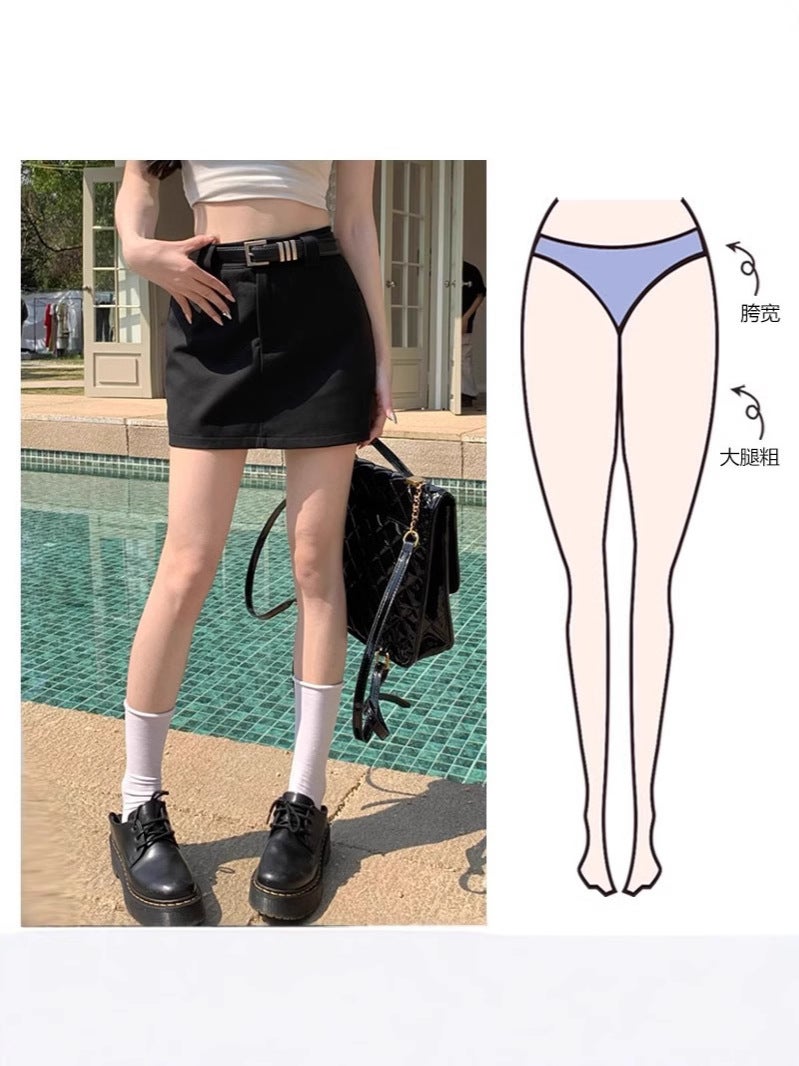 Black Skirt Women'S Summer High Waist Suit Skirt Hip Skirt Slimming A- Line Skirt Pants Skirt Summer - Image 5