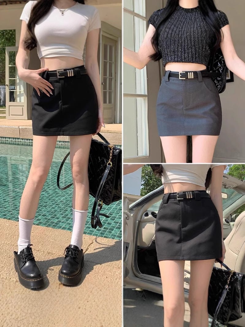 Black Skirt Women'S Summer High Waist Suit Skirt Hip Skirt Slimming A- Line Skirt Pants Skirt Summer - Image 2