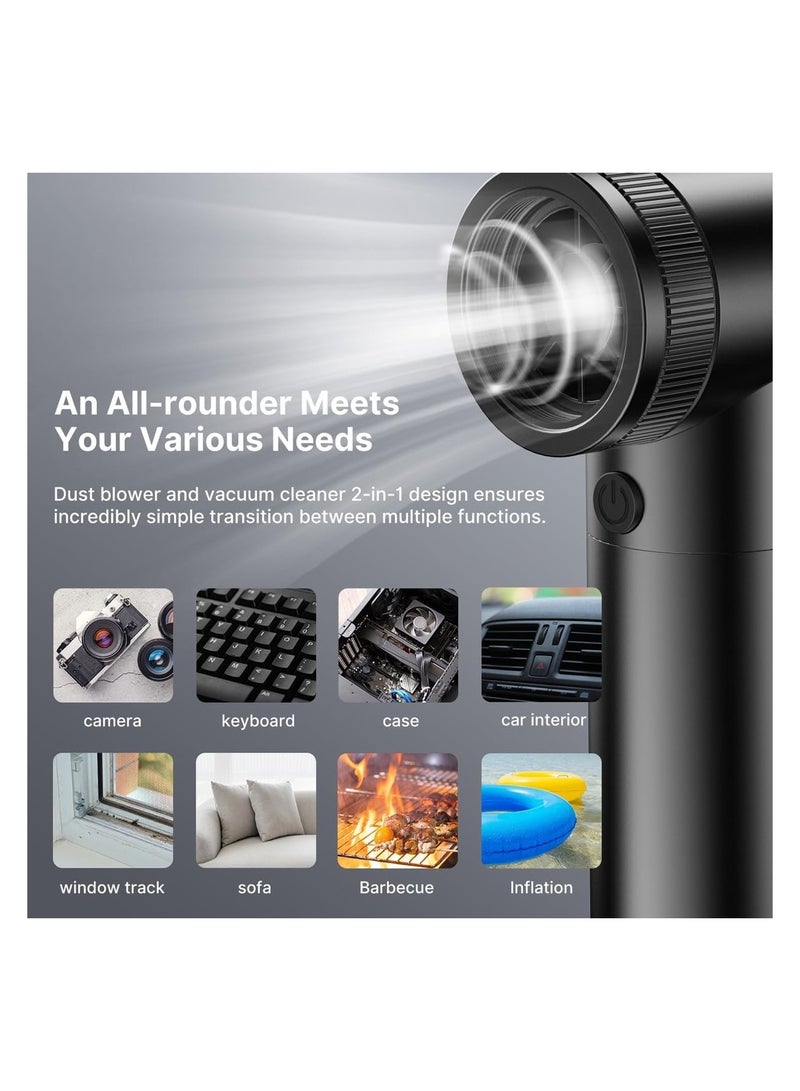 ULANZI BS380FB Powerful Electric Air Duster – Cordless Rechargeable Blower with Adjustable Speed & LED Light for Cleaning Electronics, Keyboards, PC & Camera Gear - Image 4