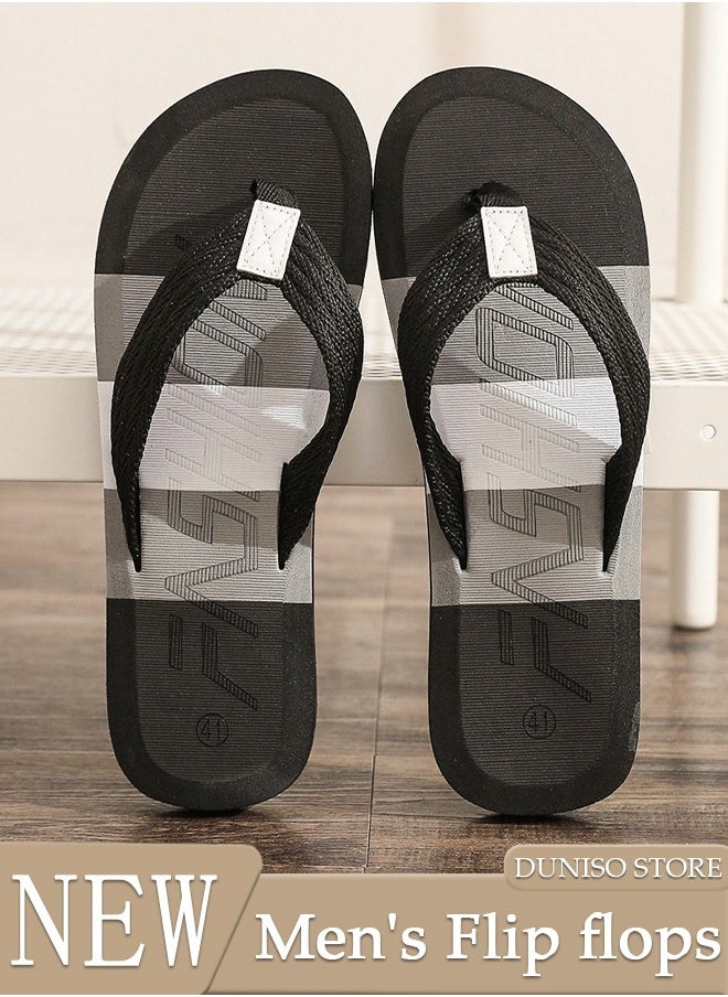 DUNISO Flip Flops for Men Quick Drying Flat Slipper House Bedroom Slippers with Non-Slip Soft Slippers Open Toe Beach Slipper for Spa Bath Pool Gym House Sandals for Indoor & Outdoor  - Image 1